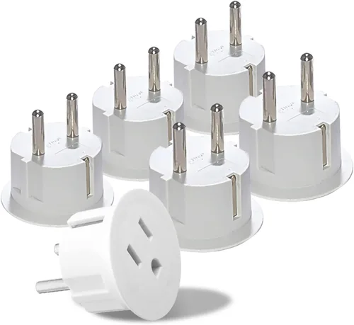 OREI Adaptador de enchufe de Estados Unidos a Europa – Adaptador de enchufe Schuko tipo E/F - Uso en Alemania, Francia y más - Certificado por la CE