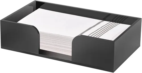 Miniatura 9 de Sumnacon Servilletero cuadrado de acrílico – Elegante servilletero de cóctel negro para mesa de cocina, dispensador de servilletas negro decorativo