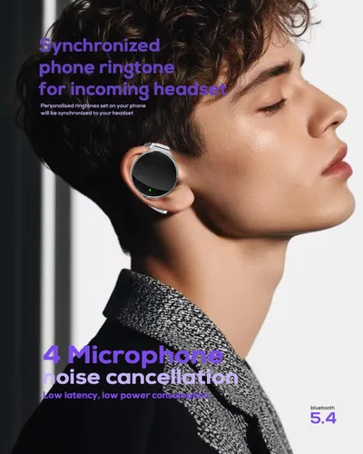 Miniatura 4 de Auriculares Bluetooth 5.4, con cancelación de ruido, auriculares inalámbricos con clip en forma de gota de agua, auriculares deportivos Bluetooth
