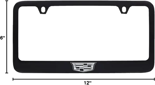 Miniatura 4 de Marco de placa de matrícula de metal Cadillac Crest - Negro recubierto en polvo con cromo expuesto Negro D