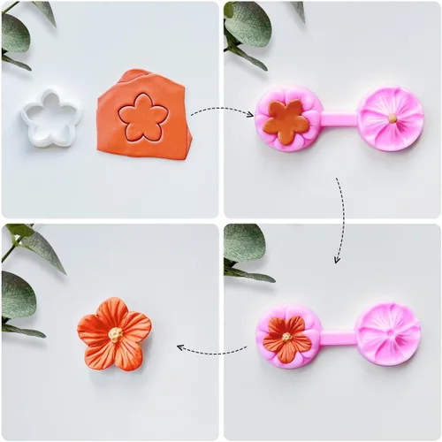 Miniatura 5 de Keoker Cortadores de arcilla polimérica de pétalos de flores para hacer aretes, 4 formas con molde de prensa de pétalos de arcilla polimérica (C)