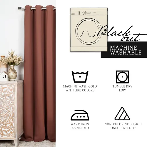 Miniatura 6 de Best Home Fashion Cortinas Opacas 2 Paneles - Tratamiento de Ventana con Aislamiento Térmico Premium Cortinas Opacas para Dormitorio - Parte Castaño