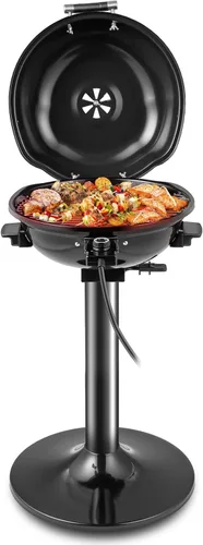 HAPPYGRILL Parrilla eléctrica al aire libre, barbacoa de 1600 W, 15 porciones para uso en interiores y exteriores, soporte portátil para cocinar