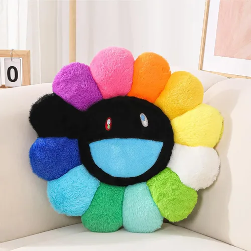 FIONOUT - Almohada en forma de flor, cojín de suelo con cara de flor, cojín de felpa de girasol colorido, bonitas almohadas decorativas para sofá,