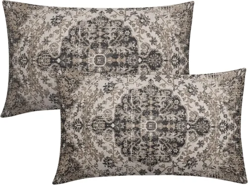 Miniatura 25 de Fundas de almohada boho naranja azul 20x20 pulgadas, juego de 2 fundas de almohada estilo bohemio alfombra vintage étnica para sofá, fundas