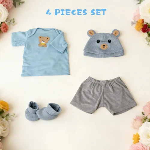 Miniatura 3 de EKOKIZ Ropa de muñecas Reborn para niños y niñas de 17 a 22 pulgadas, diseño de oso azul, a la moda, realista, conjunto de accesorios para muñecas