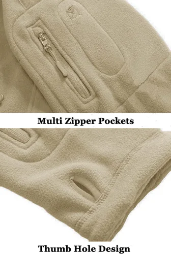 Miniatura 7 de BIYLACLESEN Chaquetas tácticas de forro polar Softshell para hombre con cremallera completa