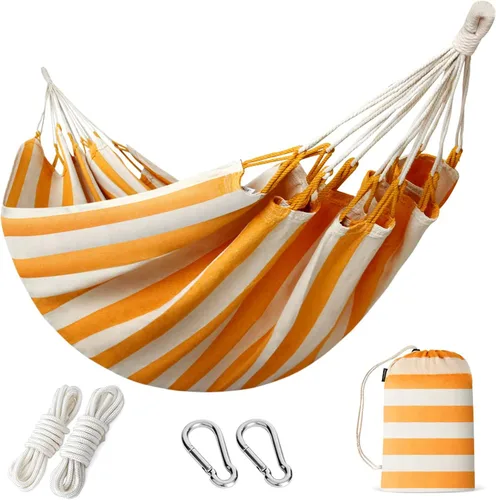 Miniatura 12 de Hamaca brasileña con correas para árboles, hamacas de lona, hamaca portátil con bolsa de transporte para patio trasero, porche, uso en exteriores e
