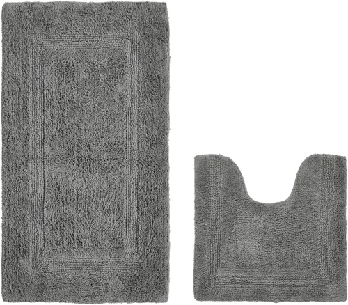 Miniatura 75 de Better Trends Alfombra de Inodoro en Forma de U Cubierta de Asiento de Inodoro de Lujo 100% Algodón Absorbente de Agua, Cubierta de Tapa Reversible