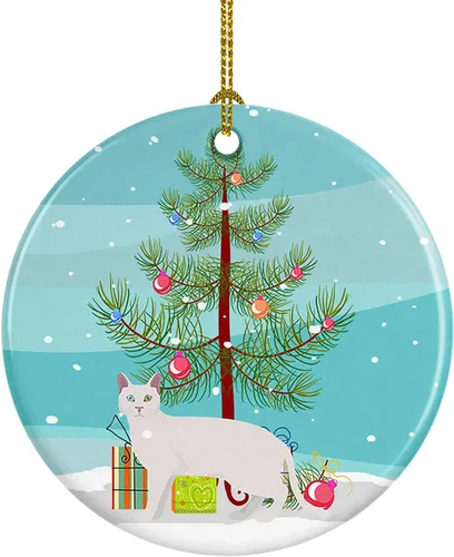 Miniatura 7 de Caroline's Treasures Adorno de cerámica con texto en inglés "Merry Christmas" para colgar en el árbol de Navidad, decoración para el hogar, Navidad