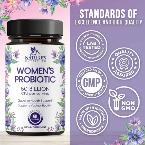 Miniatura 4 de Probióticos para mujeres – Mezcla de probióticos de 50 mil millones de UFC por cápsula – 16 cepas de salud femenina Probiótico para mujer