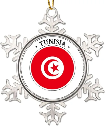 Miniatura 15 de Bandera de Argelia, adorno de Navidad para niños, bandera nacional, silueta de Argelia, decoración de Navidad, copo de nieve, adorno de metal