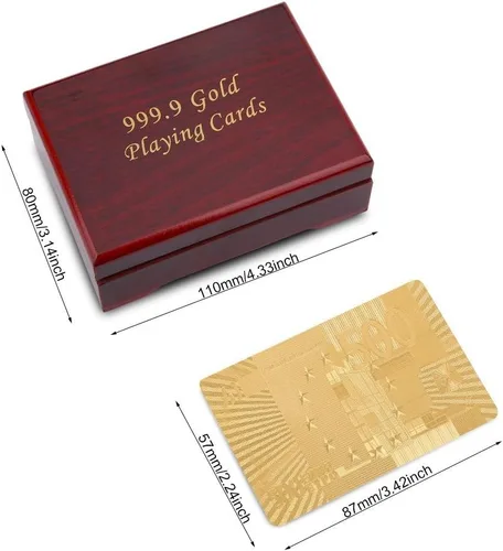 Miniatura 4 de VGEBY 1 cartas de póquer, lujo falso chapado en oro cartas de póquer con caja para juego de mesa (Euro)