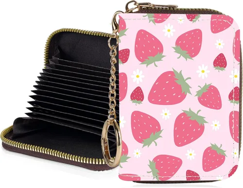 Miniatura 11 de Tarjetero de crédito para mujer, pequeña cartera RFID con cierre de llavero, bonita cartera de piel sintética, carteras para tarjetas de crédito