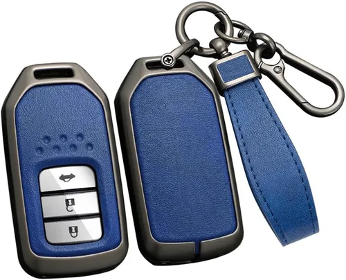 Miniatura 13 de ontto Funda de cuero para llavero de 360 grados de protección para Honda Civic Accord Pilot CRV HRV CRZ Fit Odyssey JED Crosstour Ridgeline Crider