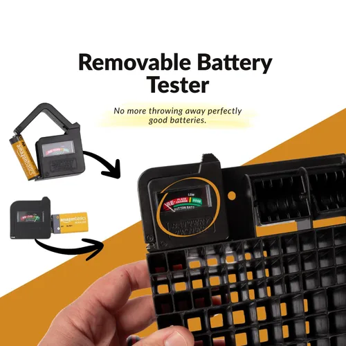 Miniatura 5 de Bee Neat Organizador de baterías y estuche de almacenamiento con probador - Caja de almacenamiento de batería para pared o cajón - Máx. 114