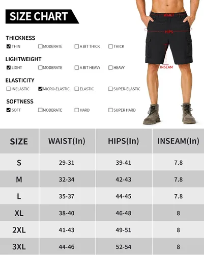 Miniatura 6 de Pantalones cortos de senderismo para hombre, de secado rápido, ligeros, con múltiples bolsillos, para pesca, campamento, golf