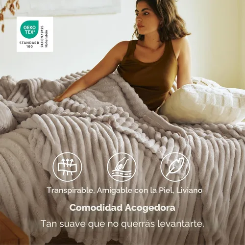 Miniatura 3 de Bedsure GentleSoft Mantas tamaño Queen para cama, mantas suaves y acogedoras para mujer, lindas mantas grandes de forro polar para niñas, lino, 90 x
