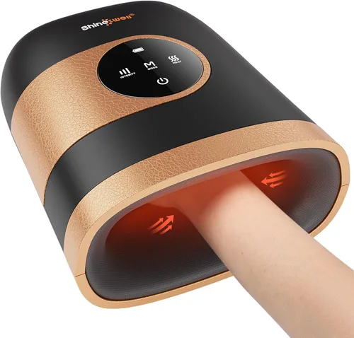 Shine Well Masajeador de manos, masajeador de manos inalámbrico con calor y compresión para artritis y túnel carpiano, alivio del dolor muscular de