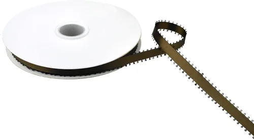 Miniatura 44 de Homeford Cinta de satén de doble cara con borde Picot, 50 yardas (3/8 pulgadas, oro antiguo)