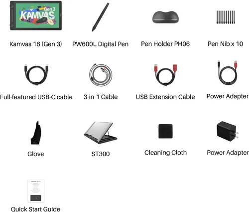 Miniatura 8 de HUION KAMVAS 16 (Gen 3) - Tableta de dibujo con pantalla, tableta gráfica QHD de 15.8 pulgadas 2.5K con vidrio laminado completo antideslumbrante