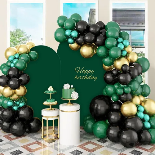 Miniatura 8 de AIBIIN Fondo de pared de arco verde de 3.3 x 7 pies, cubierta de marco de arco redondo esmeralda de 2 lados para boda, despedida de soltera