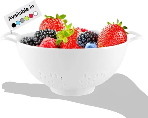 Miniatura 16 de Meadow Lane - Colador pequeño de 6 pulgadas, libre de BPA, apto para lavavajillas, con asas dobles, escurridor compacto de alimentos para bayas