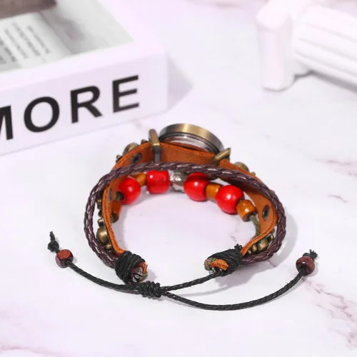 Miniatura 3 de JewelryWe Reloj de pulsera de cuero de moda para mujer, estilo clásico, bohemio, cuarzo, pulsera
