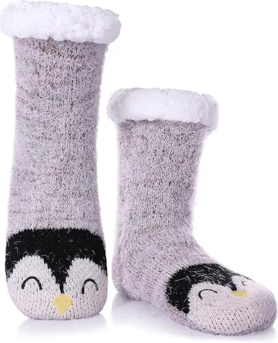 DYW Women Winter Thick Slipper Socks with Grippers Non Slip Warm Fleece Lining Fluffy Fuzzy Socks Christmas Gifts