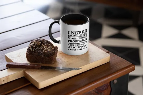 Miniatura 2 de Professor - Taza de café azul marino de dos tonos, 11 onzas, ideas de regalos para cumpleaños o Navidad. Nunca pedí ser el mejor profesor del mundo