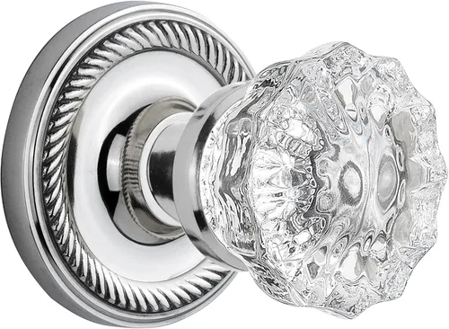 Miniatura 5 de Nostalgic Roseta de cuerda de almacén con pomo de puerta de cristal Peltre antiguo