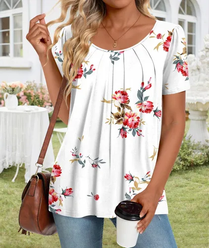 Miniatura 2 de Anymeet - Camisetas de verano para mujer, estilo casual, plisadas, tipo túnica M-3XL