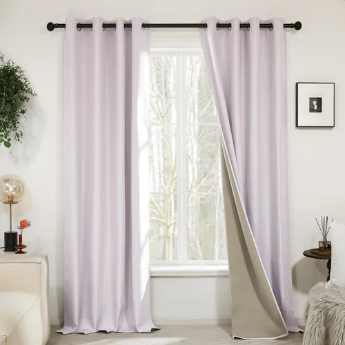 Miniatura 10 de Deconovo Cortinas 100% opacas, cortinas de sala de estar, cortinas opacas para dormitorio, 2 paneles, caramelo jacquard, 52 x 63 pulgadas