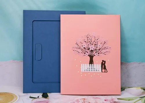 Miniatura 6 de PENTA ANGEL Tarjeta de flor de cerezo hecha a mano con diseño de flor 3D, romántica carta de felicitación de aniversario, boda, San Valentín