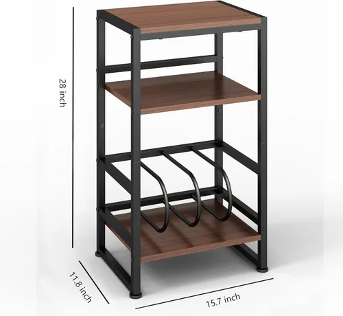 Miniatura 3 de Soporte para tocadiscos, mesa para tocadiscos de 3 niveles con almacenamiento de vinilo en forma de U hasta 120 álbumes, mesa auxiliar de 28 Cherry