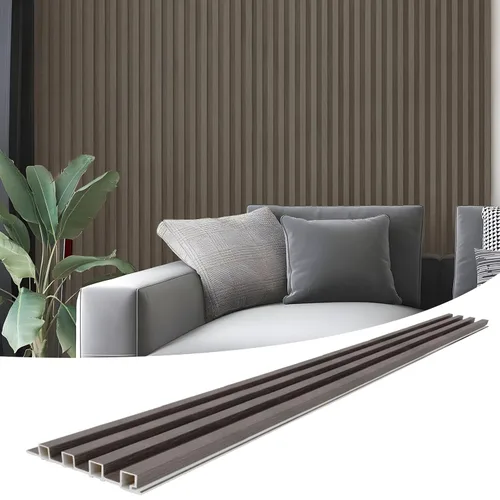 Miniatura 13 de Art3d Paquete de 8 paneles de pared de listones acústicos WPC de 96 x 6 pulgadas para decoración interior moderna, fondo de TV, sala de estar, negro