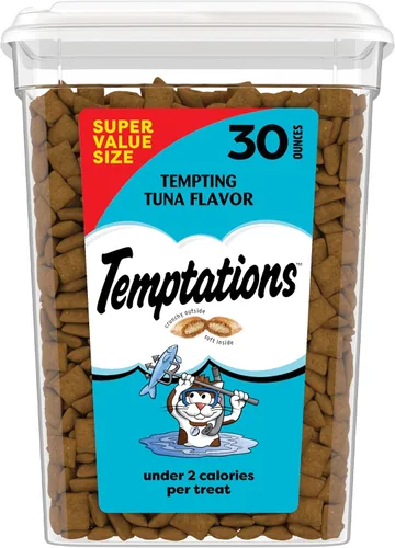 Temptations Classic Premios Crujientes y Suaves para Gatos Sabor Atún Tentador, Envase de 30 oz
