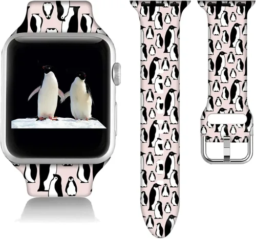 Miniatura 7 de Compatible con Apple Watch de copo de nieve de 38/40/41/42/44/45/46/1.929 in para mujeres y hombres, correa de repuesto de silicona suave para Hojas