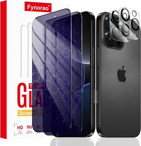 Miniatura 28 de Paquete de 2+2 protectores de pantalla de vidrio mate de privacidad y protector de lente de cámara para iPhone 15, película de vidrio templado mate