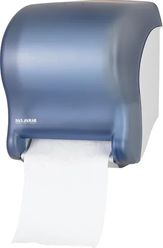 San Jamar Tear-N-Dry Dispensador de toallas de papel, dispensador electrónico para baño y cocina, 16.5 x 11.75 x 9.25 pulgadas, 1 unidad, azul ártico