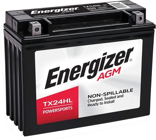 Energizer TX24HL AGM Batería para motocicleta y ATV de 12 V, 350 Amperios de arranque en frío y 21 Ahr, reemplaza: YTX24HL-BS y otras, Negra