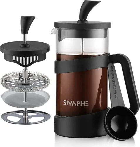Sivaphe Pequeña prensa francesa de 12 onzas, ligera, duradera, alta borosilicato, jarra/tetera de una sola porción prensa de café espumosa