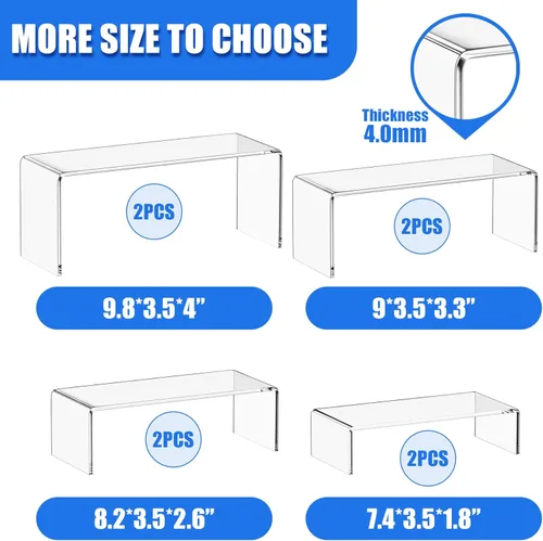 Miniatura 4 de Albumgit Elevadores de Exhibición de Acrílico, 8 Piezas de Soporte de Mesa Rectangular Transparente para Figuras de Amiibo Funko POP