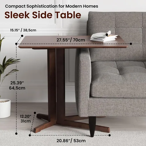 Miniatura 3 de Mesa de bambú en forma de C con ruedas - Escritorio multifuncional para sofá y laptop, bandeja decorativa para sala de estar y dormitorio, mesa