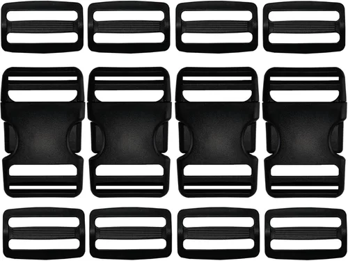 Miniatura 10 de Hebillas para correas de 1 pulgada, paquete de 6 unidades de clip de hebilla de plástico de liberación lateral rápida + clip deslizante de triple
