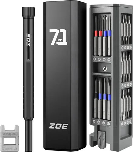ZOE Juego de destornilladores de precisión, juegos de destornilladores pequeños 71 en 1 con estuche y magnetizador, mini juego de destornilladores