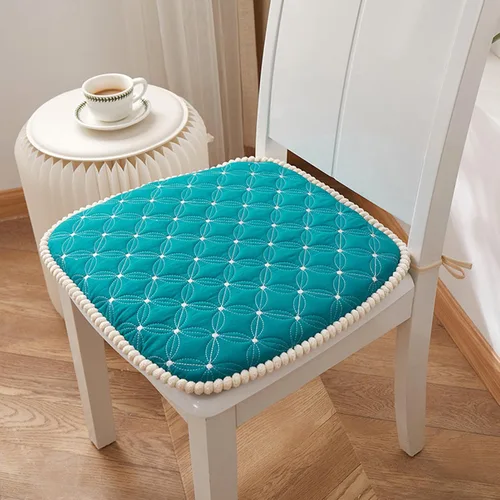 Miniatura 14 de Cojín para silla con lazos para sillas de comedor, almohadillas de espuma viscoelástica texturizadas suaves y cómodas para sillas de cocina con Azul