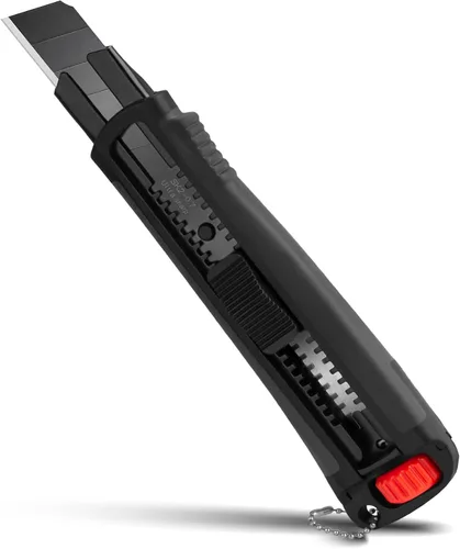 Miniatura 8 de HAUTMEC Cuchillo utilitario resistente de 0.709 in, cortador de caja con mecanismo de bloqueo doble, bloqueo automático y bloqueo de trinquete, hoja