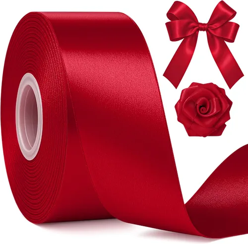 Miniatura 24 de Fullive Cinta rosa de 1 1/2 pulgadas, 30 yardas de cinta rosa para envolver regalos, cintas de satén de poliéster para el día de la madre