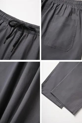 Miniatura 6 de THWEI Pantalones cargo para hombre, casuales, con cordón, de algodón, pantalones de trabajo al aire libre